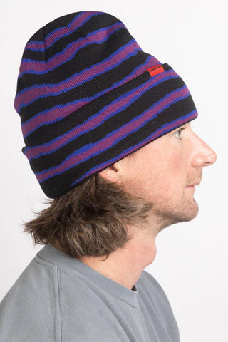 Corduroy 2025 Ripped Stripe Beanie - Black