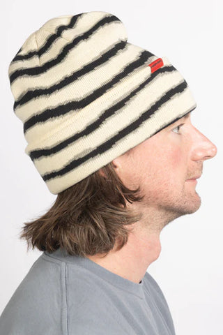 Corduroy 2025 Ripped Stripe Beanie - Natural