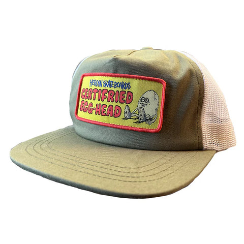 Heroin - Certi-Fried Egg Head Trucker Snapback Hat - Olive