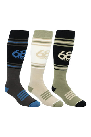 686 Mens Snow Gameday 3-Pack Socks 2025 - Dusty Pack