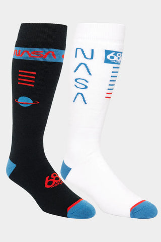 686 Nasa Mens 2-Pack Snow Socks 2025 - White/Black